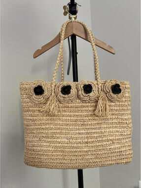 Annabel Ingall 100% Raphia Floral Tote Bag